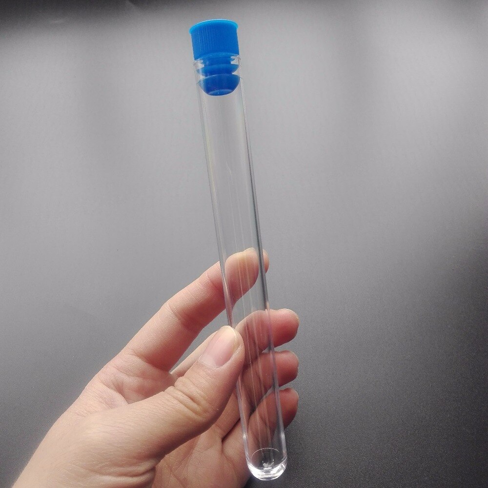 30 Pcs Clear Plastic Test Tube With blue Cap 16x150mm U-shaped Bottom Long Transparent Test Tube Lab School Educational Supplie