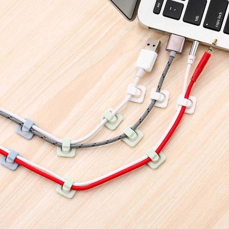 18pcs/set Cable Clips Self-adhesive Earphone USB Charger Cable Winder Wire Cord Data Line Fixer Organizer Office Accessories