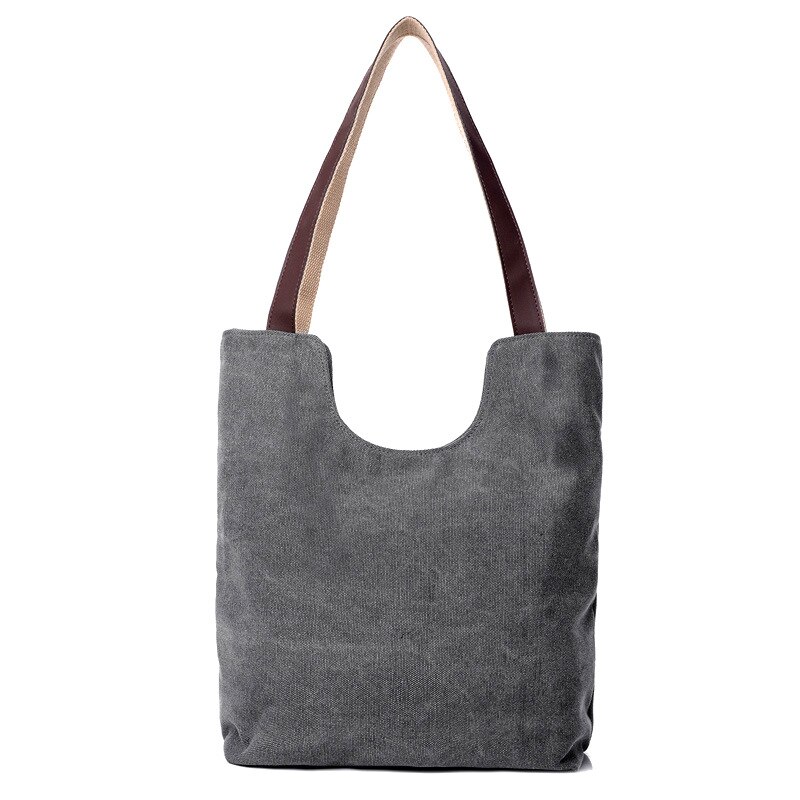Retro enkel kvinnelig bag trend vill slitasjebestandig miljøvern lerretsveske sjarm håndveske skulderveske: Grå
