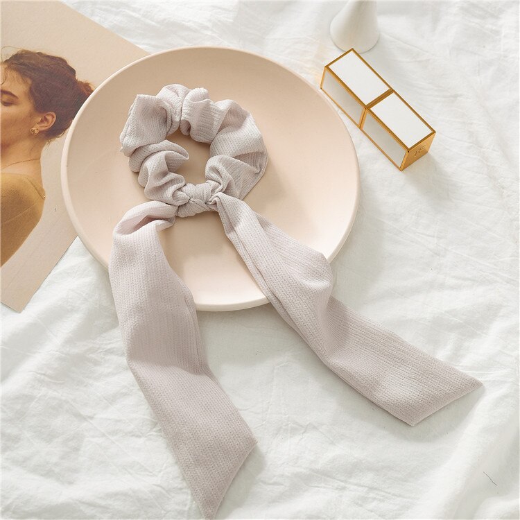 pañuelos para el pelo scrunchies diademas Coletero de seda Simple para mujer, cinta elástica suave, banda de goma para el pelo, accesorios para el cabello para niña lazos pelo niña gomas adornos trabas pelo mujer niña: light grey 28cm