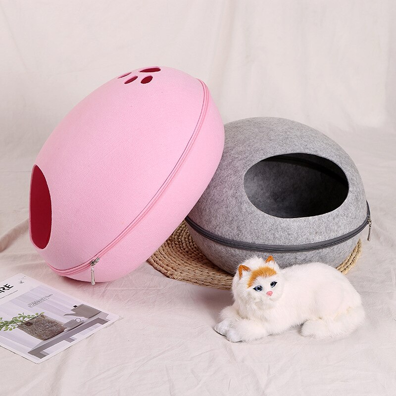 Pet Bed Cat House Nest With Zipper Detachable Cushion Portable Dog Mat Egg Shape Dog Kennel Cat Bed Cats Cave Sleeping Mat