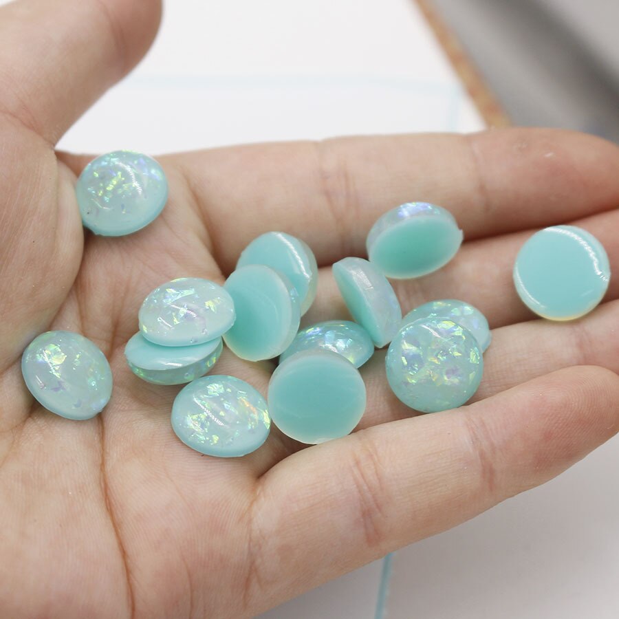 12 mm 50 stk flatback harpiks opal sten prikket runde rhinestones cabochons perler flad ryg harpiks til gør-det-selv øreringe/hårdekoration: 3