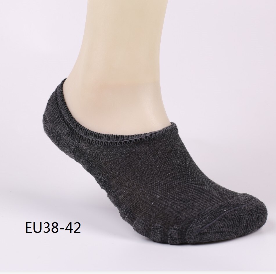 Chaussettes style serviette, invisible, pour homme, 6 pièces (3 paires), 3 couleurs/lot, matière coton, rayures, semelles anti-dérapantes, , , grande taille EU 43-46: Gris foncé