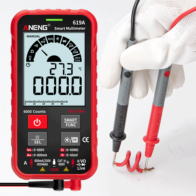 Aneng 619a true rms 6000 counts analog bar multimetro ncv meter digital multimeter ac/dc strömmar spänningsprovare