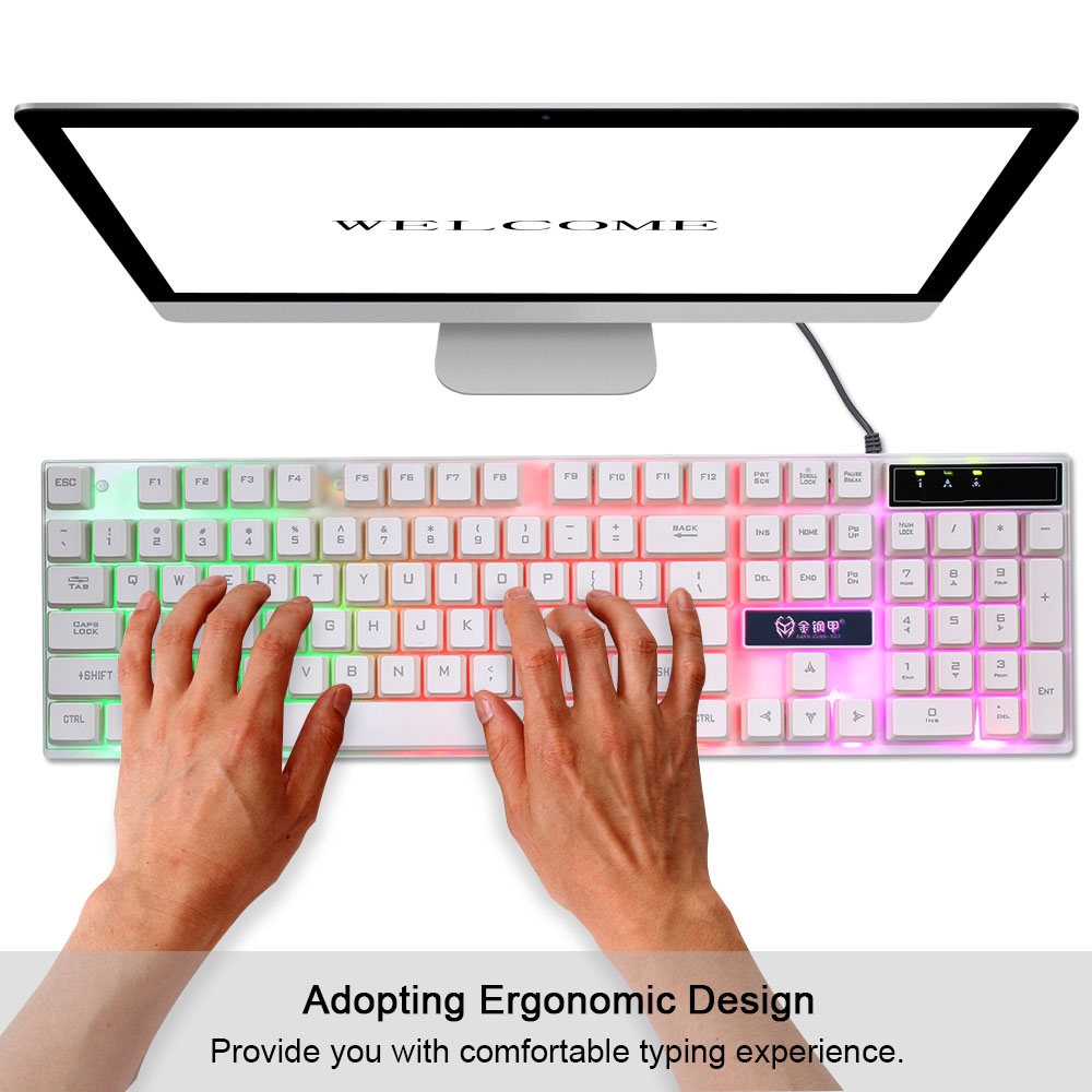 Mechanical feel USB Wired Gaming Keyboard Rainbow LED Backlit Gaming Keyboard Illuminated Light For Computer Desktop Laptop