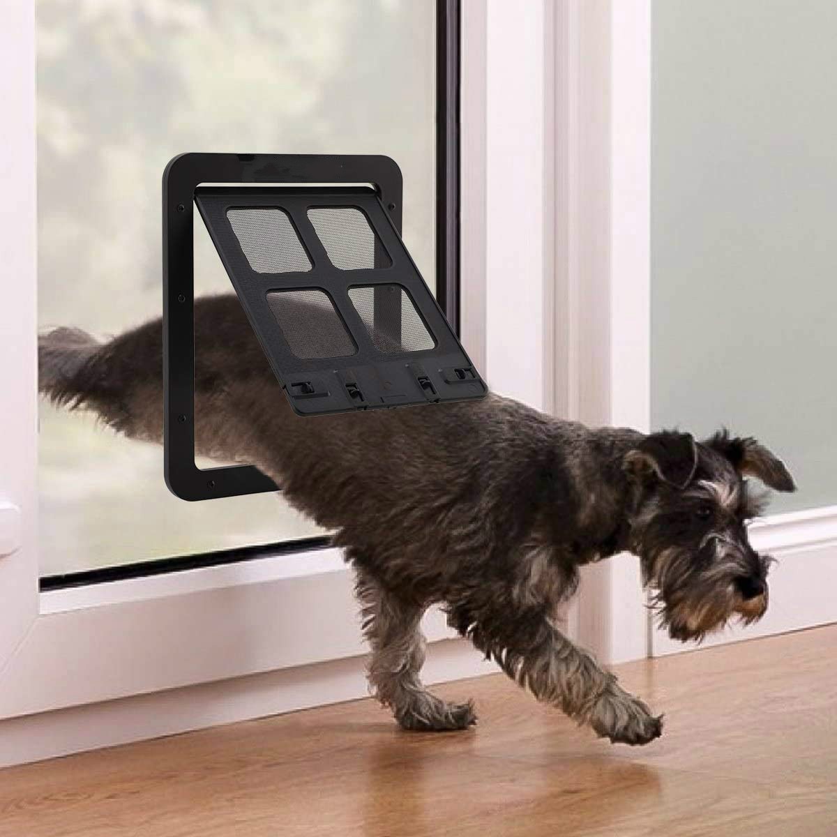 Puerta mosquitera para mascotas, puerta frontal plegable para perros, puerta con solapa automática para gatos y perros