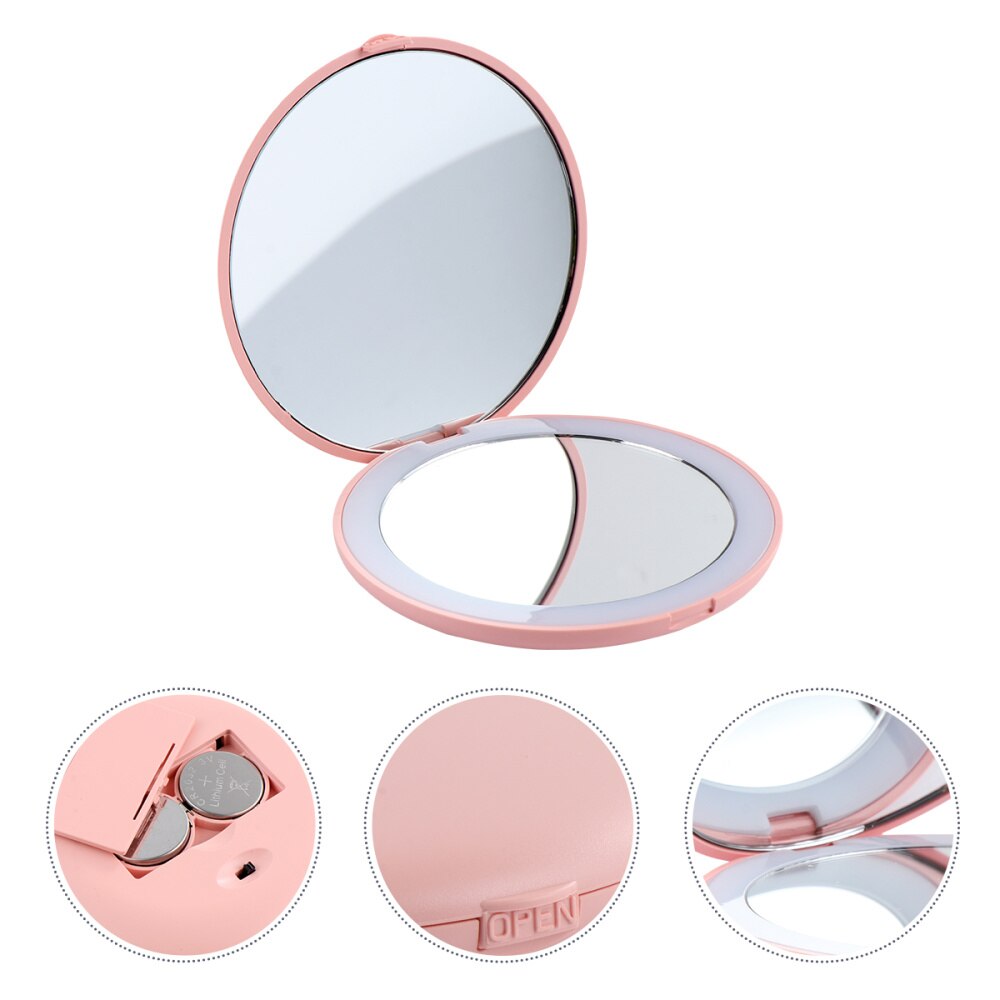 Portable 10x Magnifying Makeup Mirror Mini LED Round Mirror Travel Mirror