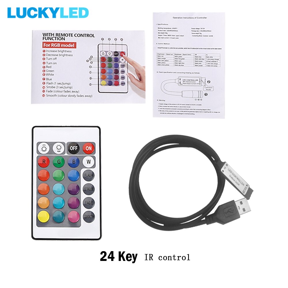 Luckyled Led Rgb Controller Wifi Controller DC5V-24V 3key/24Key Ir Afstandsbediening Led Strip Licht Met Slimme Leven Dimbare Magic thuis