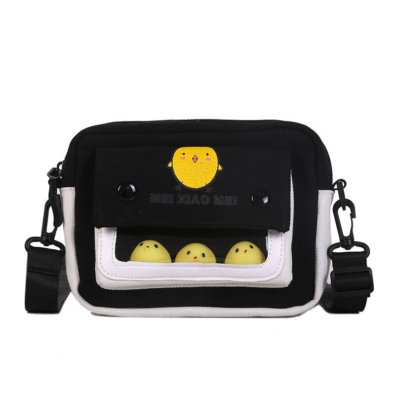 Muñeca de lona pequeña bolsa femenina estudiante salvaje ins dibujos animados Linda bolsa de chica hombro mensajero mujer bolsos cruzados: B