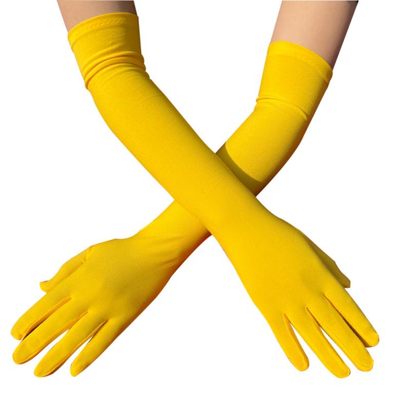 Manoplas para mujer, guantes elásticos de seda de leche para mujer, Festival, , grupo, espectáculo, Bar, baile, guantes de vestir, guantes de 45Cm de largo C013: Verde militar