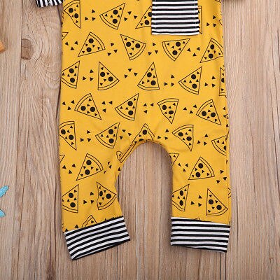 Newborn Toddler Baby Girls Boys Rompers Cookies Print One-piece Romper Striped Yellow Short Sleeve Boy Girl Outfits Clothing