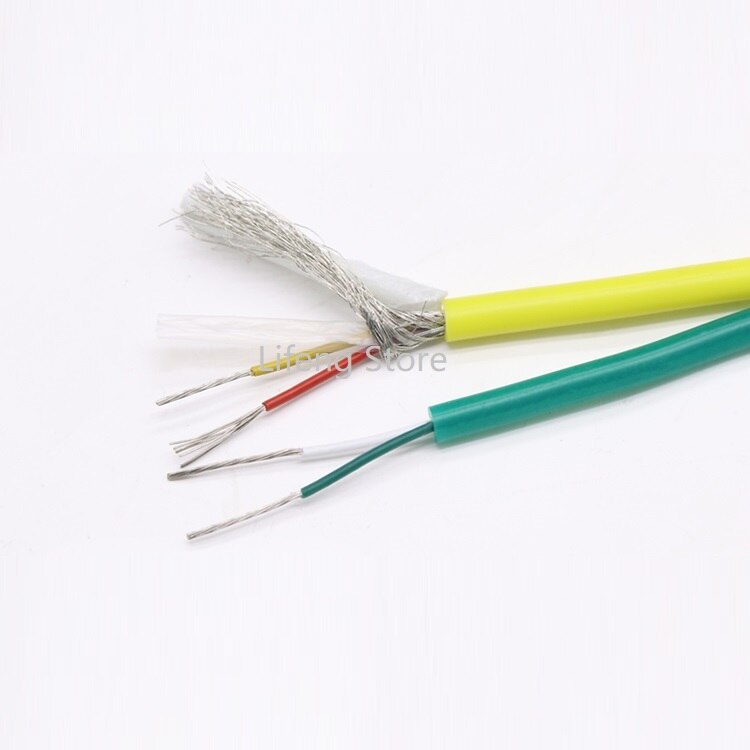 K Type OD 4mm 3mm Towed Thermocouple Line 2 Cores Soft Silicone Rubber Shielded Wire PTFE Insulated PTFE Compensation Cable