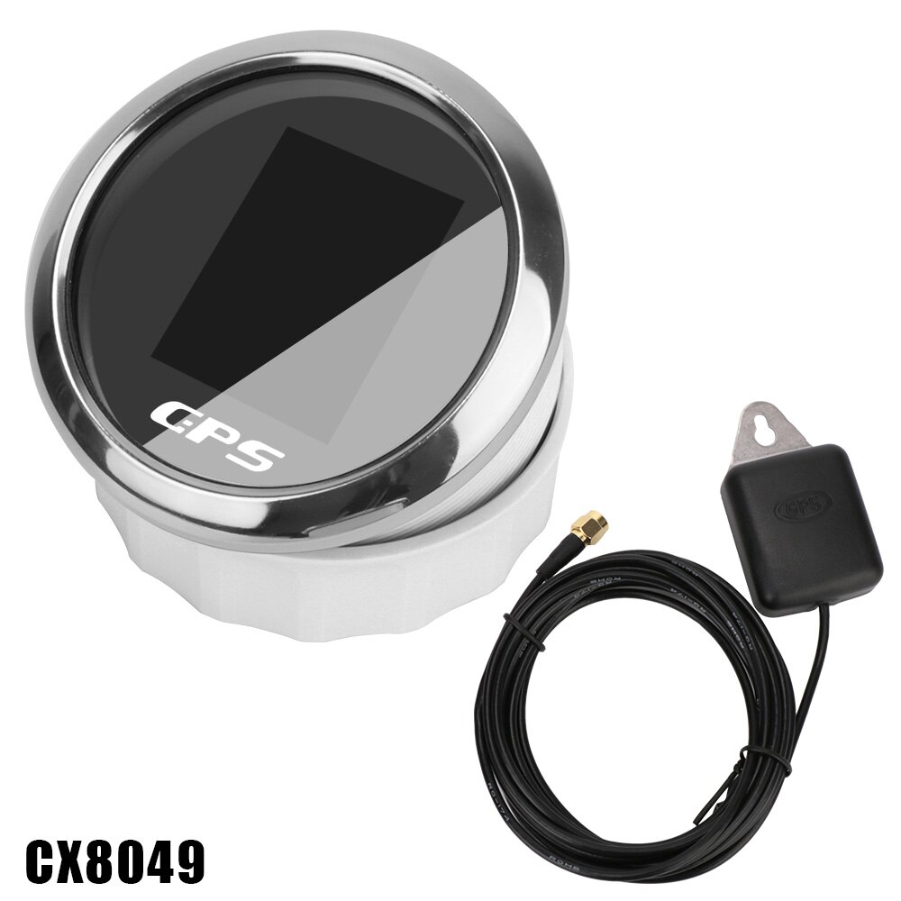85mm Digital GPS Speedometer Odometer Gauge Waterproof Car Outboard Engine Adjustable Trip +GPS Antenna For Motor Yacht Boat: CX8049