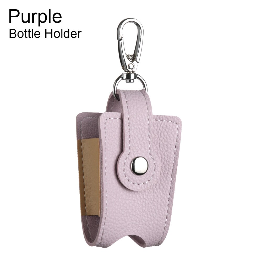 Hand Sanitizer Gel Bottles Storage Bottle Holder With Keychain Carrier Flip-Top Empty Container Reusable Travel Bag: Purple Bottle Holder