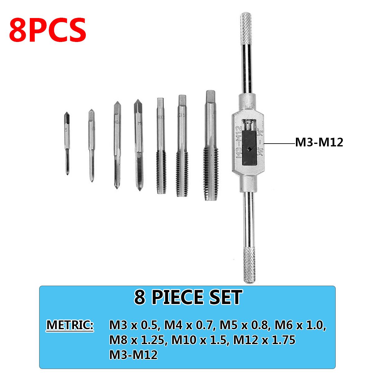 M3-M12/M6-M12 Tap and Die Set 20pcs/40pcs Screw Thread Plug Taps Wrench Die Alloy Steel Hand Tapping Tools Screw Tap Die: 8pcs