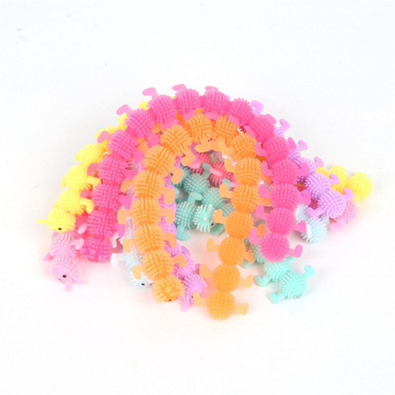 Tricky and funny toys tpr soft glue venting decompression toys unicorn caterpillar bracelet 1PCS Random Color