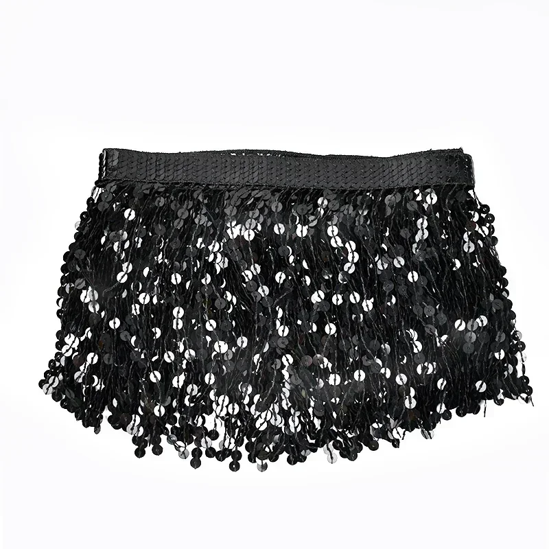 2/5/9 Meter 16 cm Perlen Fransenbesatz Pailletten Nähen Quaste bestickte Fransen Spitzenband Latein Kleid Kleidungsstück Besatzzubehör: M / Black