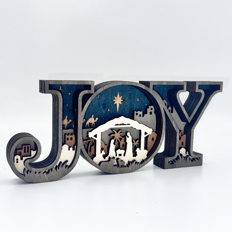 Wooden Crafts Christmas JOY Letter Ornament Home Office Decoration