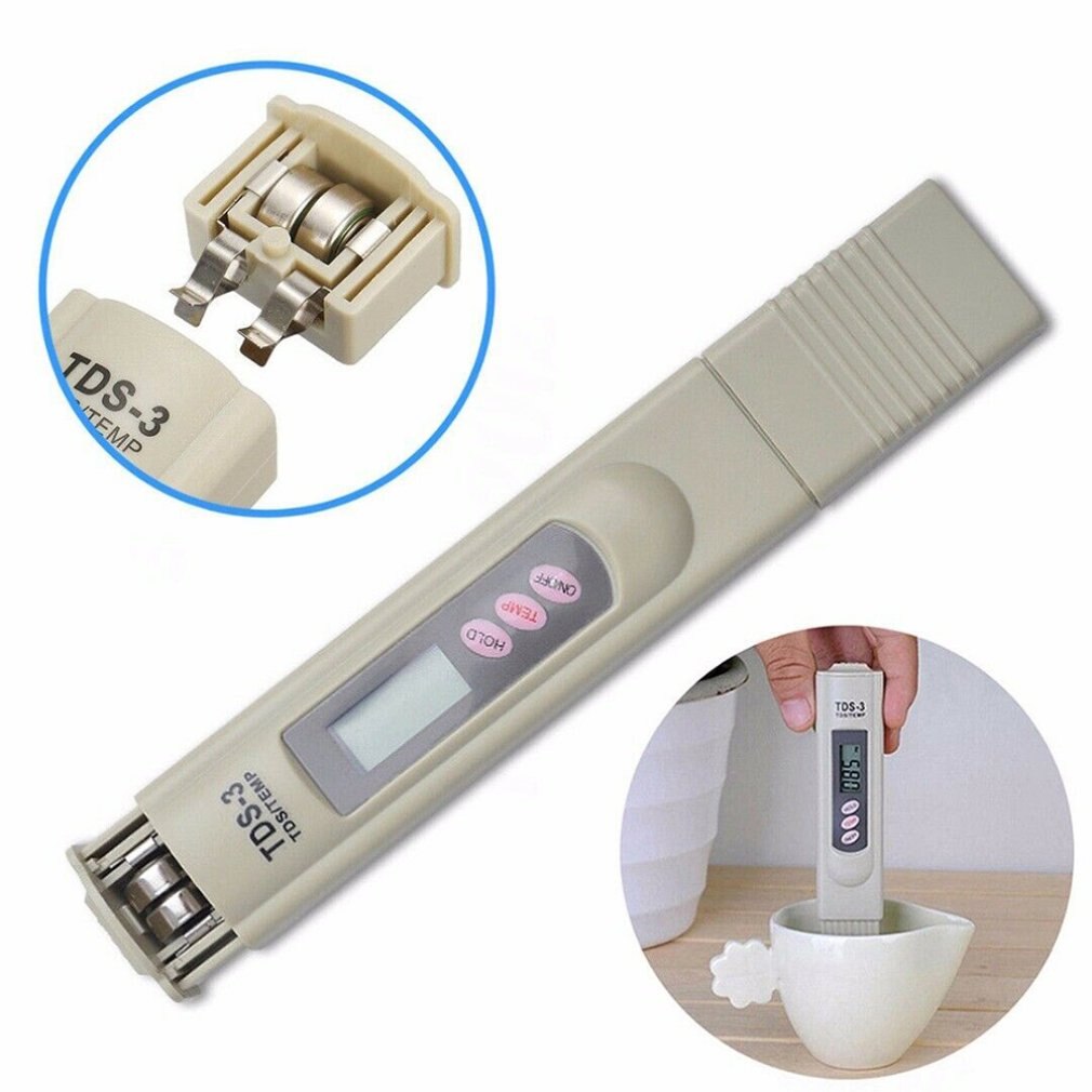 TDS-3 2 in 1 TDS/Temp Tester 0-9990 ppm TDS Meter Water Monitor Purity Analyser Automatic Calibration for Pool Aquariums