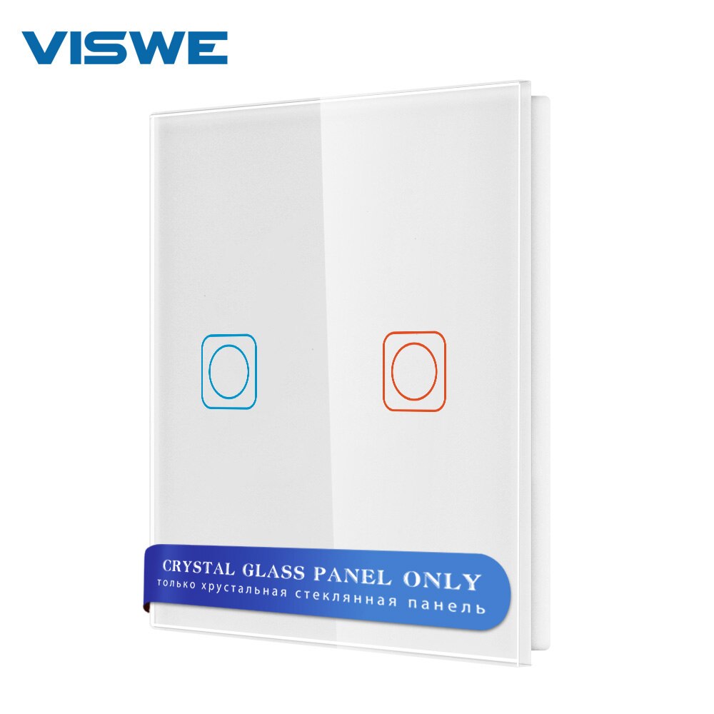 Viswe F Serie Leeg Paneel 82*82Mm Wit Alleen Crystal Gehard Glas Touch Schakelaar Panel Module: White 2Gang panel