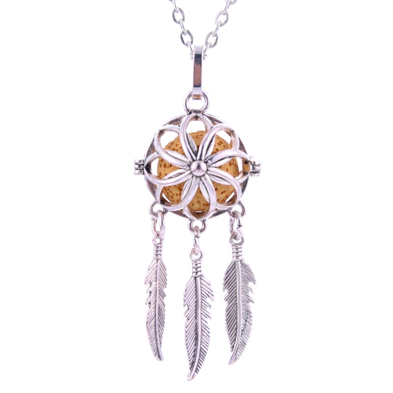 8 Stijlen Dreamcatcher Aromatherapie Ketting Parfum Diffuser Hollow Hanger Essentiële Olie Ketting Sieraden Sturen Vulkanische Steen: H