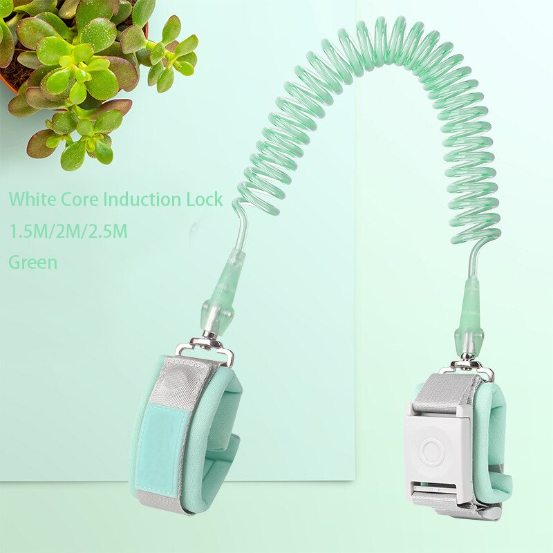 Induction Lock Child Safety Harness Leash Anti Lost Night Reflection Adjustable Wrist Traction Rope Wristband Baby Kids Toddler: Green / Non Reflective / 1.5m