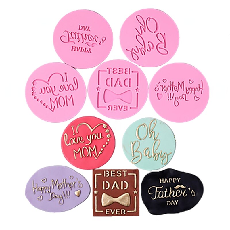 Gelukkige Moeder Vaderdag Dank Je Brief Reliëf Cutter Mold Cake/Cookie Cutter Stamp Fondant Cake Decorating gereedschap