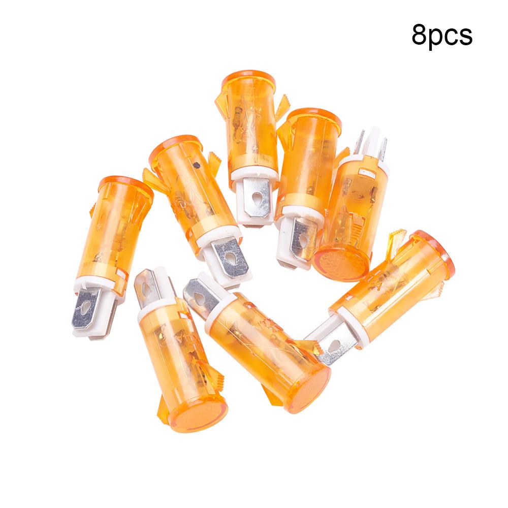 Othmro 13mm Flat Top Pilot Signal Lamp Panel Plastic Indicator Light Motorcycle LED 220V Red/ Green/Yellow Light MDX-14A: Yellow 8pcs