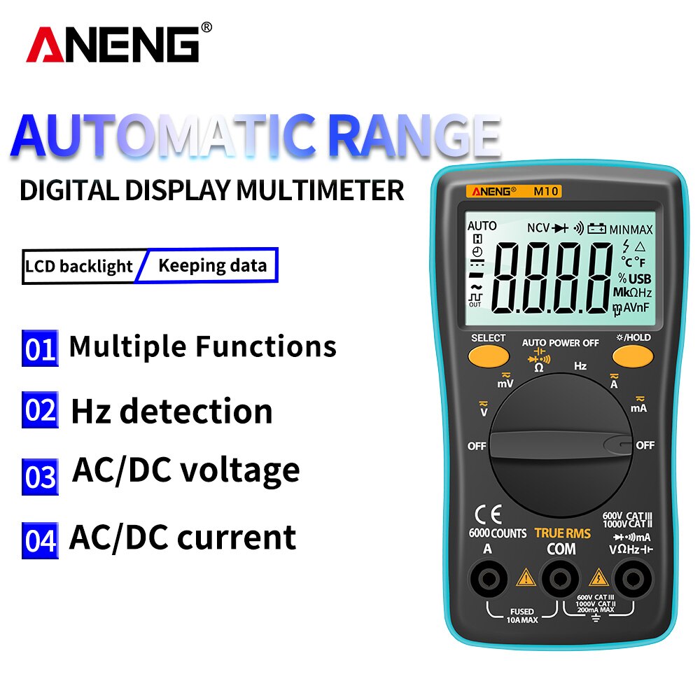 ANENG M10 Digital Multimeter Transistor Tester Analog 6000 counts Multimetro Profesional Capacitor Inductance Meter rm101/zt102