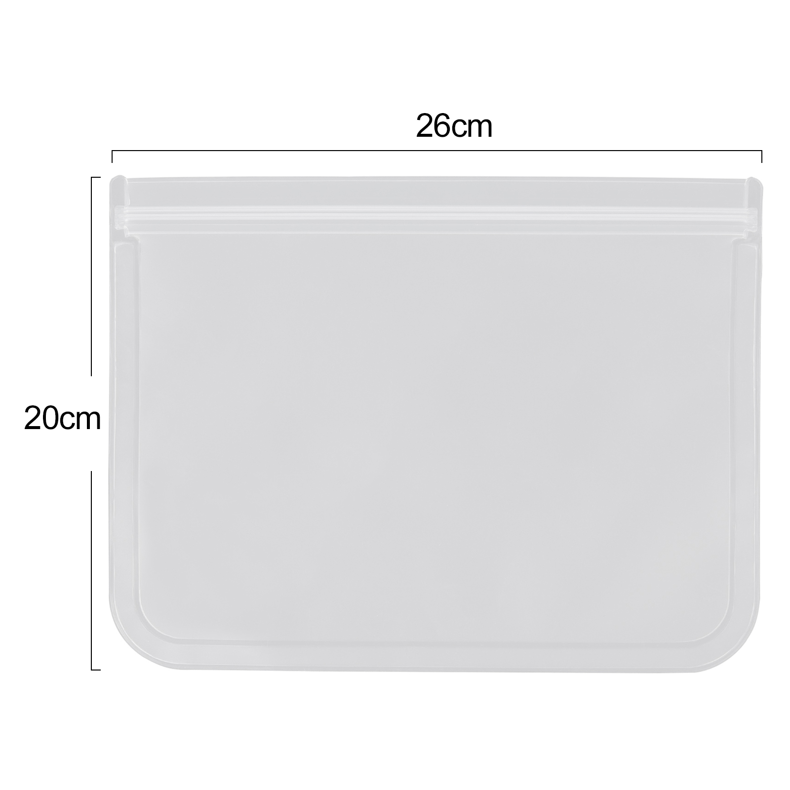 1-2 Pieces Food Storage Bag Silicone Leak Proof Container Reusable Zipper Lock Bag Transparent Household Zipper Storage Bag: 20x26cm / 2 pcs