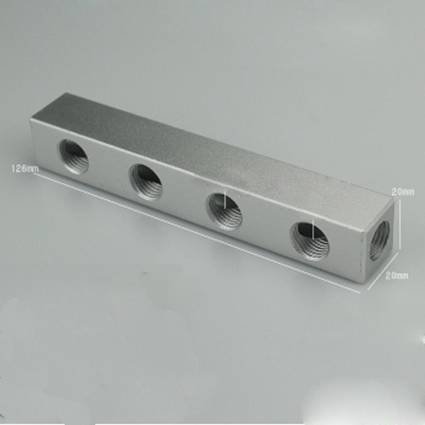 20x20mm 1/4" BSP 2-9 Ways Aluminum Pneumatic Fitting Manifold Block Splitter Air Water Gas Oil: 4 Ways 7 Ports