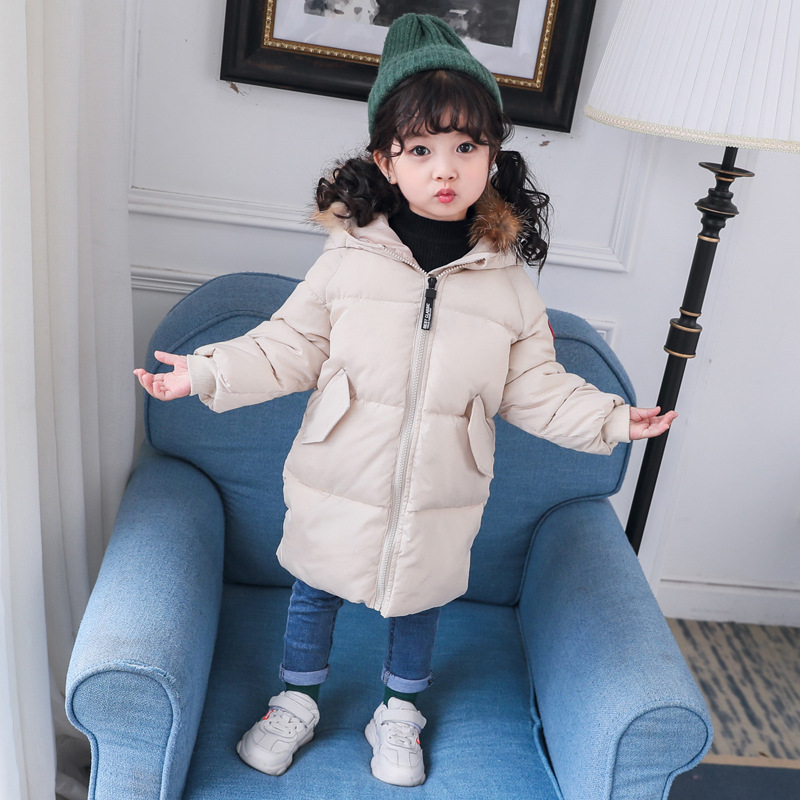 Vêtements d'hiver en coton et en duvet pour enfants | Col en fourrure, pour moyennes et petits enfants, veste épaisse et chaude en coton, à capuche,