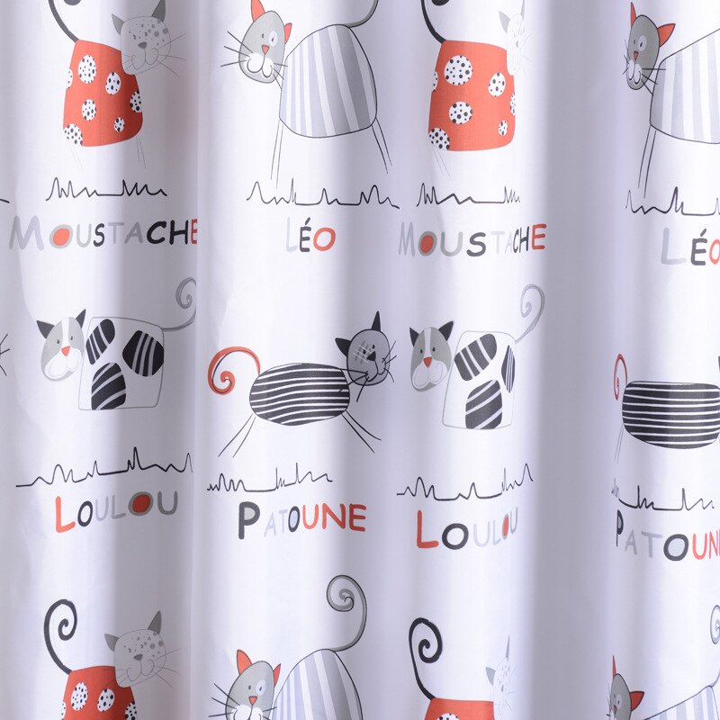 Tegneserie badeforhæng sød kat killing mønster bruseforhæng fortykket stof polyester badeværelse gardin med kroge