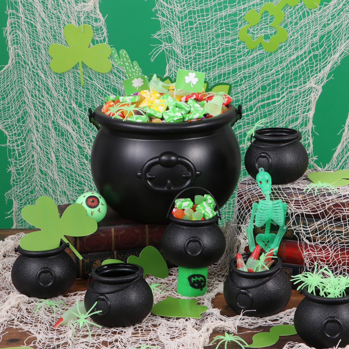 7 kpl musta pata 6 kpl silmämunat halloween karkki ämpäri vedenkeitin juhlat suosii halloween lelujuhlat koristustarvikkeet