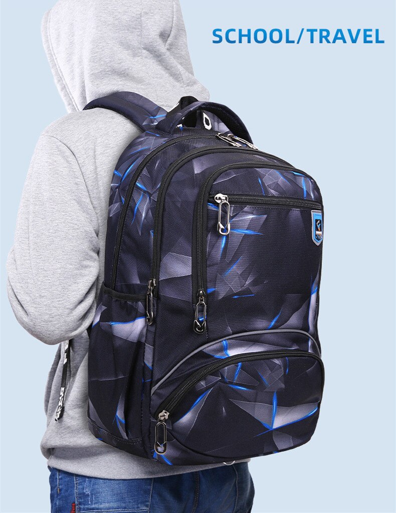 Fengdong Hoge Schooltassen Voor Tiener Jongens Lichtgevende Rugzak Tiener Meisje Boek Bag Pack Student Waterdichte Grote Schooltas Pen Zak