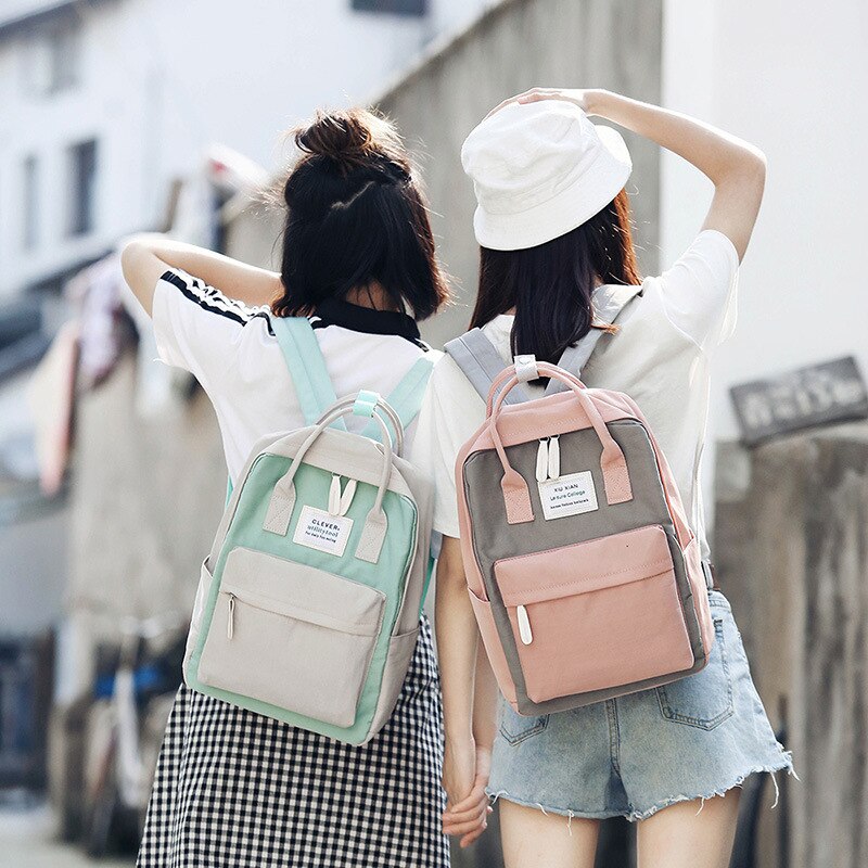 Kvinder lærred rygsække slik farve vandtæt skoletasker til teenagere piger store søde laptop rygsæk patchwork kawaii rygsæk