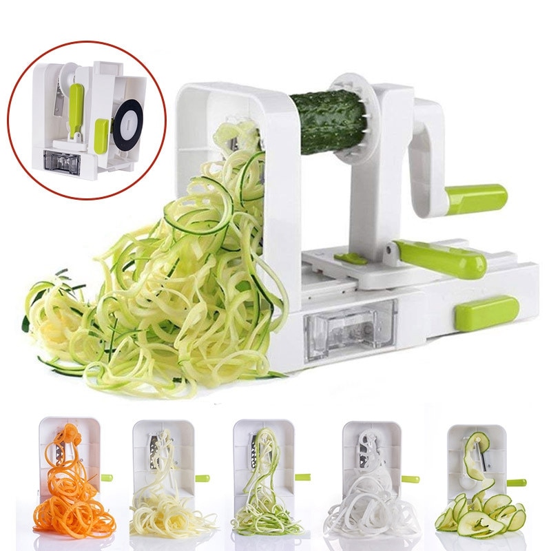 Trancheuse de légumes en spirale pour courgettes, pommes de terre Spaghetti avec 4 lames rotatives, ustensile de cuisine polyvalent
