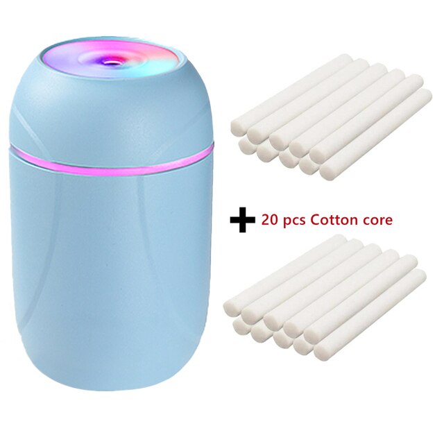 260Ml Slaapkamer Ultransonic Air H2o Luchtbevochtiger Aromatische Vaporizer Auto Usb Humidificador Geur Geur Geur Diffuser Mist Maker: Blue filterX20