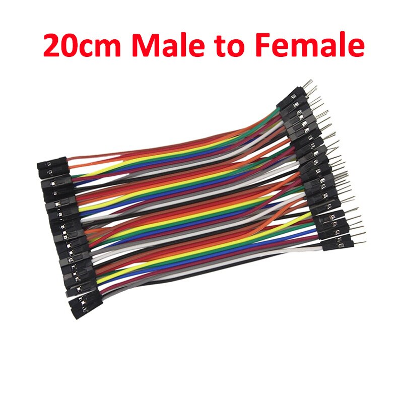 Aokin dupont cabo 10cm 20cm 30cm macho macho fêmea fêmea-fêmea jumper fio conector dupont cabo para arduino: 20cm 40pcs F-M