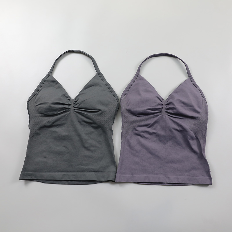 Impact Longline Strappy Top Women Seamless Yoga Tank Tops Ruched Backless Gym Clothes Workout Sleeveless Shirts With Buit In Bra