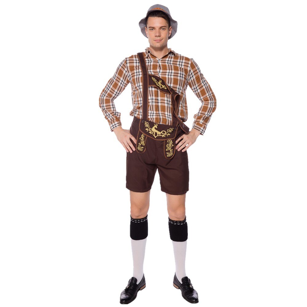 Costume traditionnel allemand pour homme, tenue de carnaval, bretelles, short, bière, Lederhosen, pour adultes