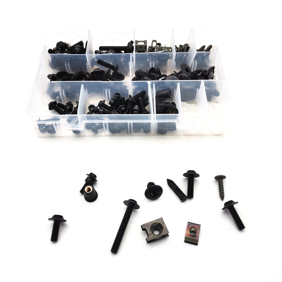 223 teile/schachtel Motorrad Windschild Verkleidung Schrauben Kit Schwarz Aluminium Verschluss Clips Schraube