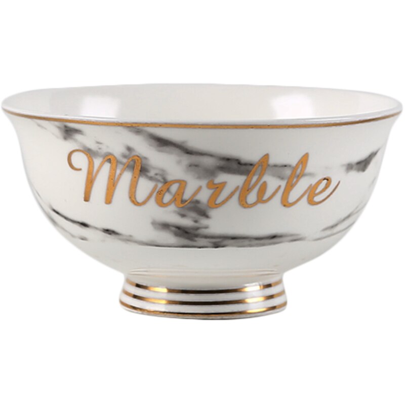 Best plate Porcelain Tableware Gold European Style Marble Pattern Luxury Ceramic Dinnerware Set China Melamine