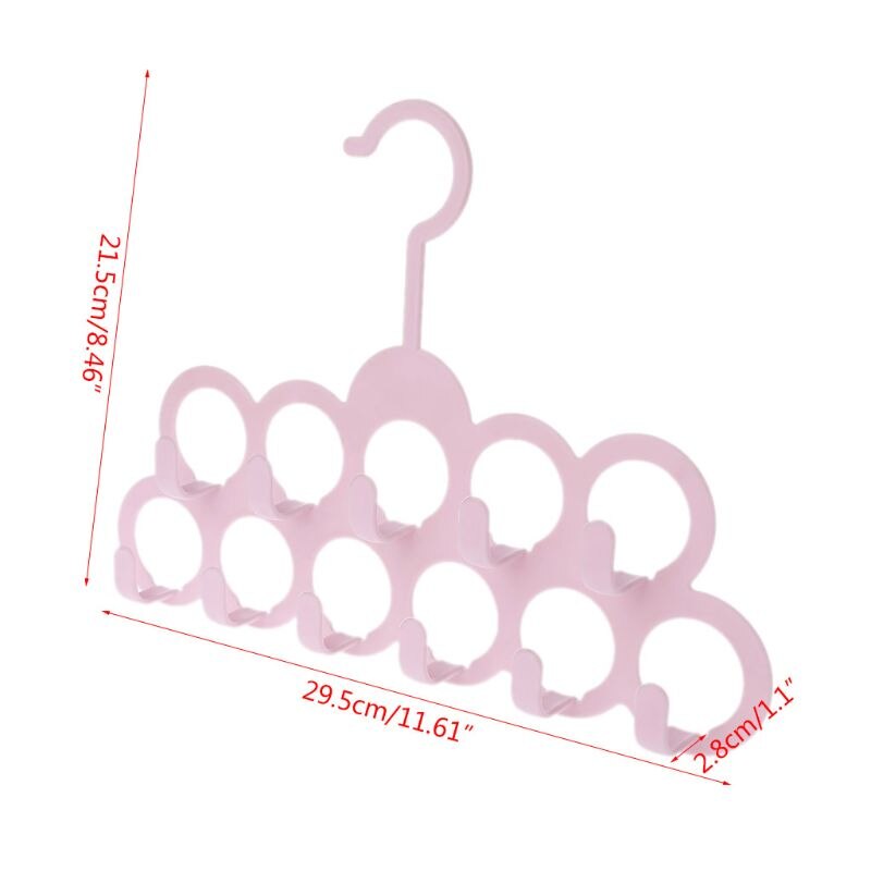 11Holes Clothes Tie Belt Shawl Scarf Hanger Display Holder Closet Organizer Hook
