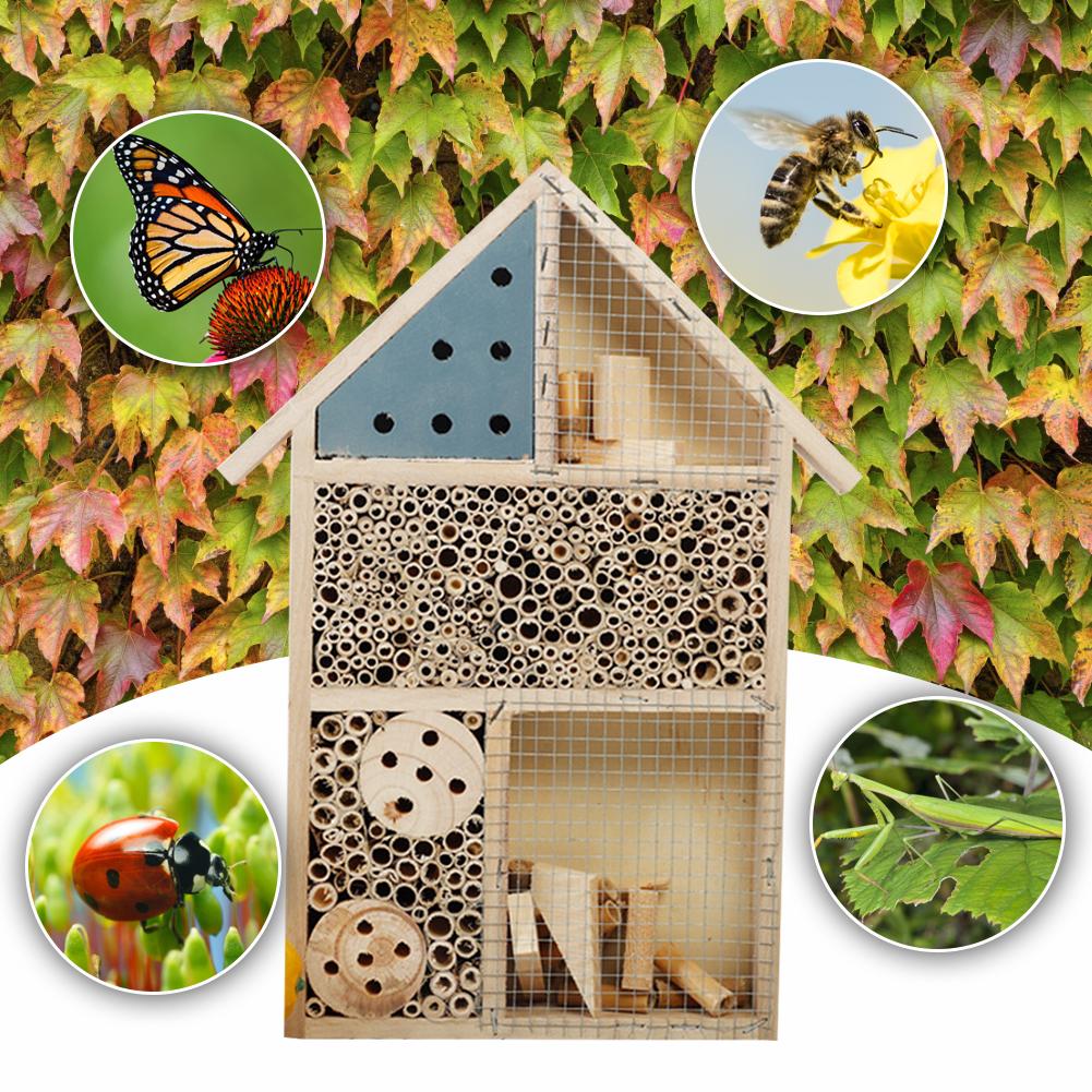 Insect House Bee Box Insect Feeding Nest Butterfly Insect Hotel Nesting Box For Bees Butterflies Garden Support