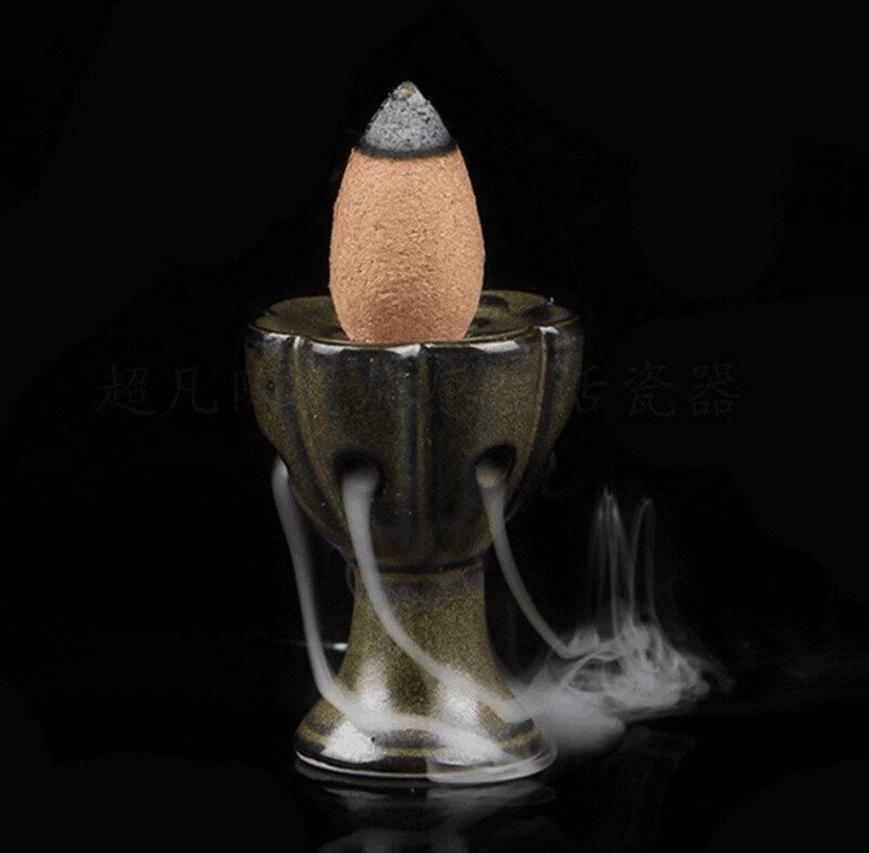 The Mini Backflow Incense Burner Ceramic Cone Censer Small Tearoom Ornaments Sandalwood Burners Incense Base for Home Decor: C mini Lalique