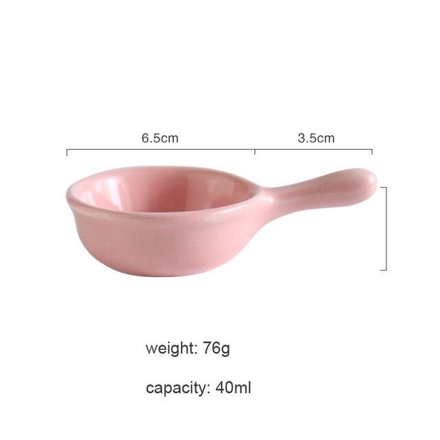 Plato pequeño y bonito de cerámica y porcelana NIMITIME con asa: Rosa