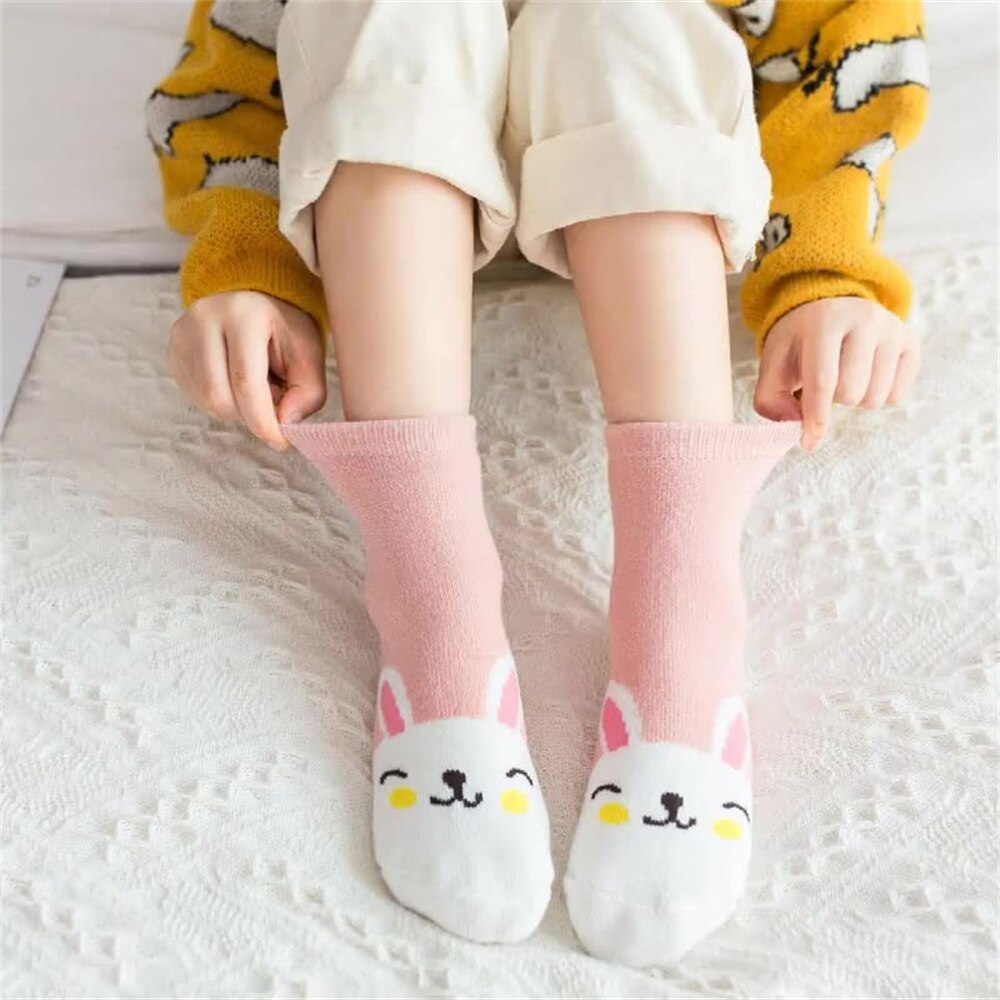 5pairs/set Cartoon Baby Socks Thicken Soft Warm for Baby Kids Children Girls Boys Autumn Winter Breathable Cotton Socks