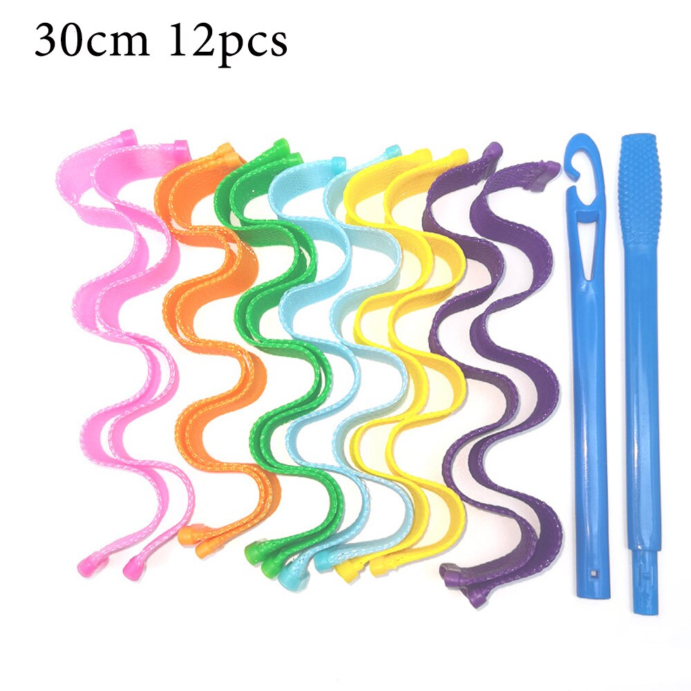 Rizadores de pelo mágicos para mujer, sin calor rodillo de pelo, ondas en espiral sin calor, belleza suave, noche, permanente, herramientas de peinado, 12 piezas: 6 Colors