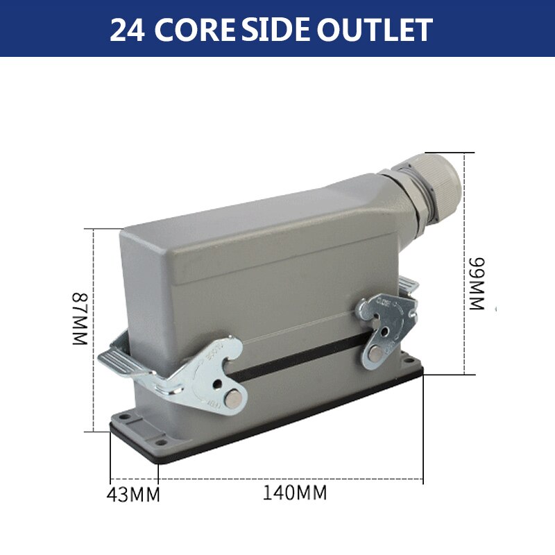 Rectangular Heavy Duty Connectors HDC HE 4 6 8 10 16 20 24 32 48 Core Pin 16A Waterproof Aviation Plug Top Side Line Connector: 24 core lateral line